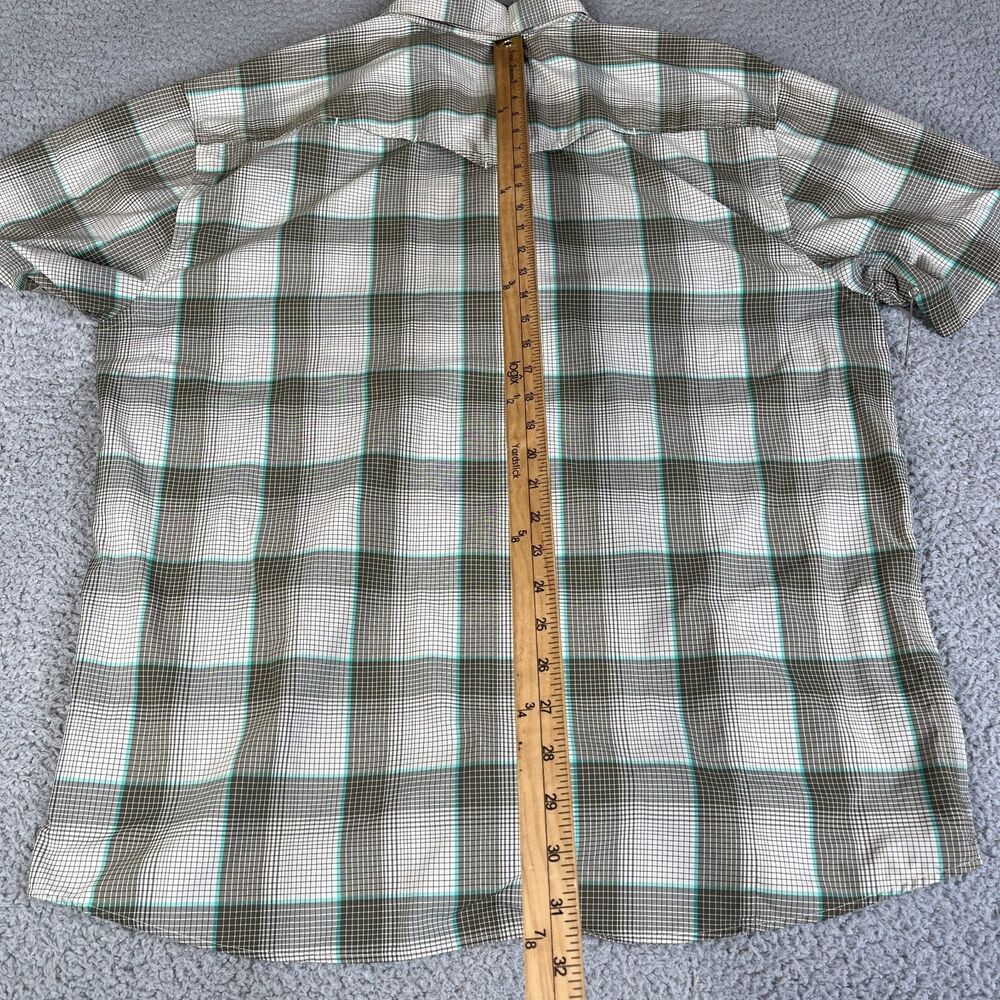 Howler Bros Pearl Snap Shirt Men XL Brown Blue Plaid Snap Huckberry Short Sleeve - Picture 8 of 13